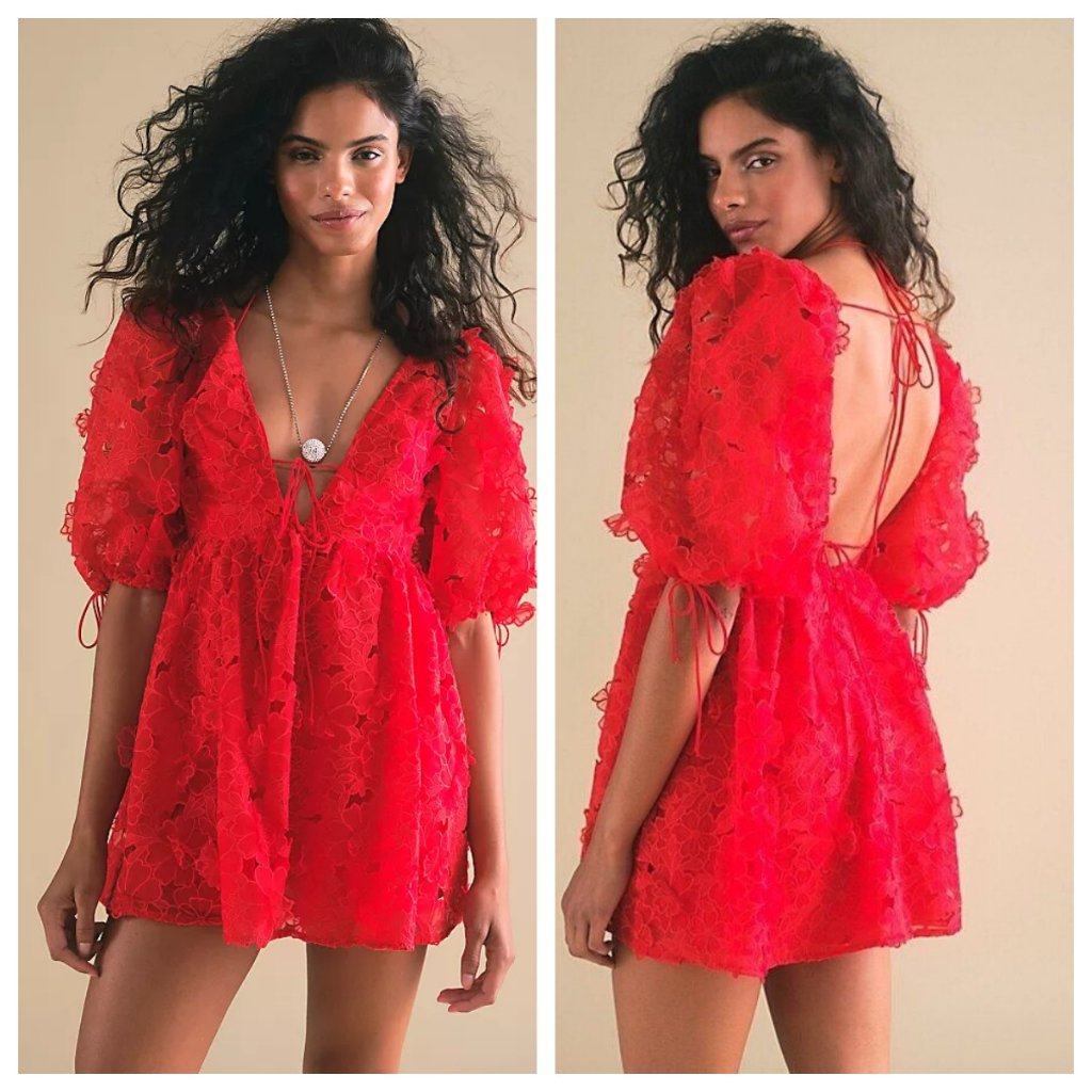 For Love & Lemons Serena 3d Floral Mini Dress